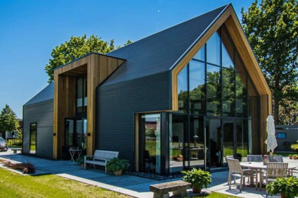 Expansive windows of Scandinavian house