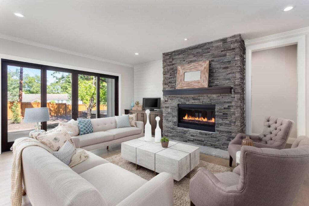 How to arrange living room furniture with a fireplace and tv